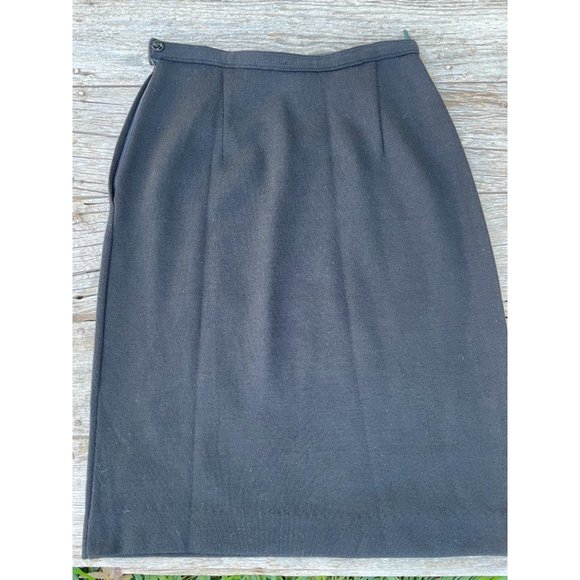 Vintage Wool Knit 1960s Black Classic Skirt Alice Kaye - Picture 2 of 8